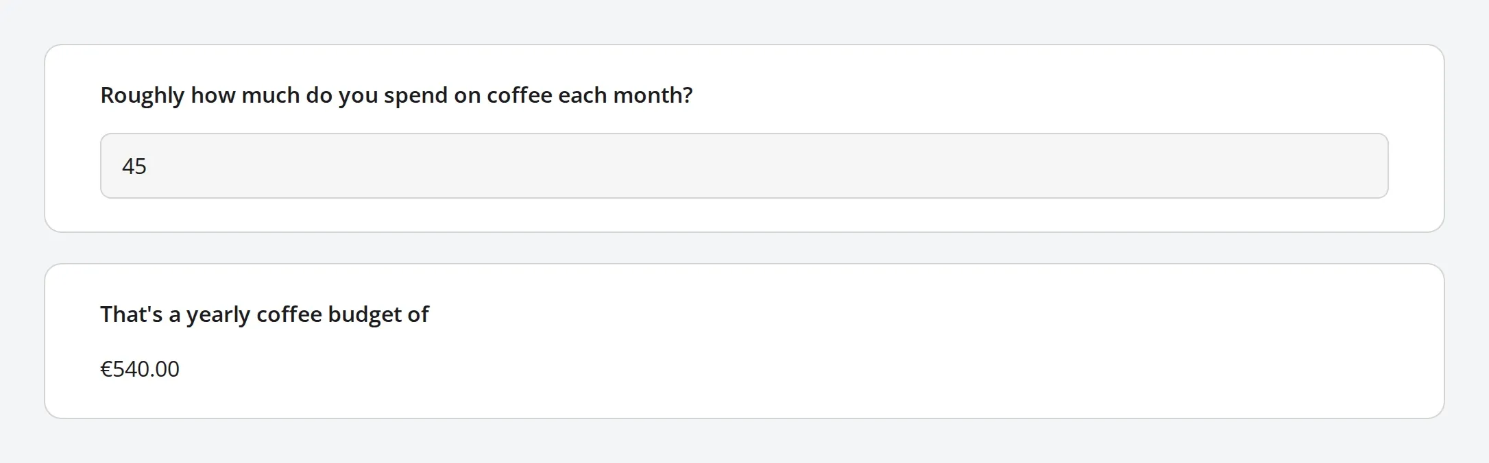 A calculated value formatted as currency with formatCurrency