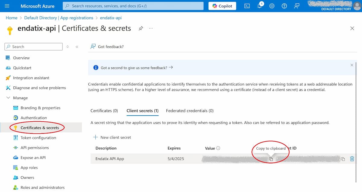 app secret in azure