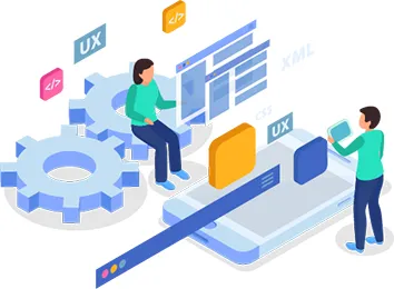 Isometric image of a software architect planning a project